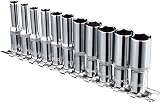 Blue Spot Tools 01540 1/4 Inch Deep Metric Socket Set with Rail - Chrome view 4