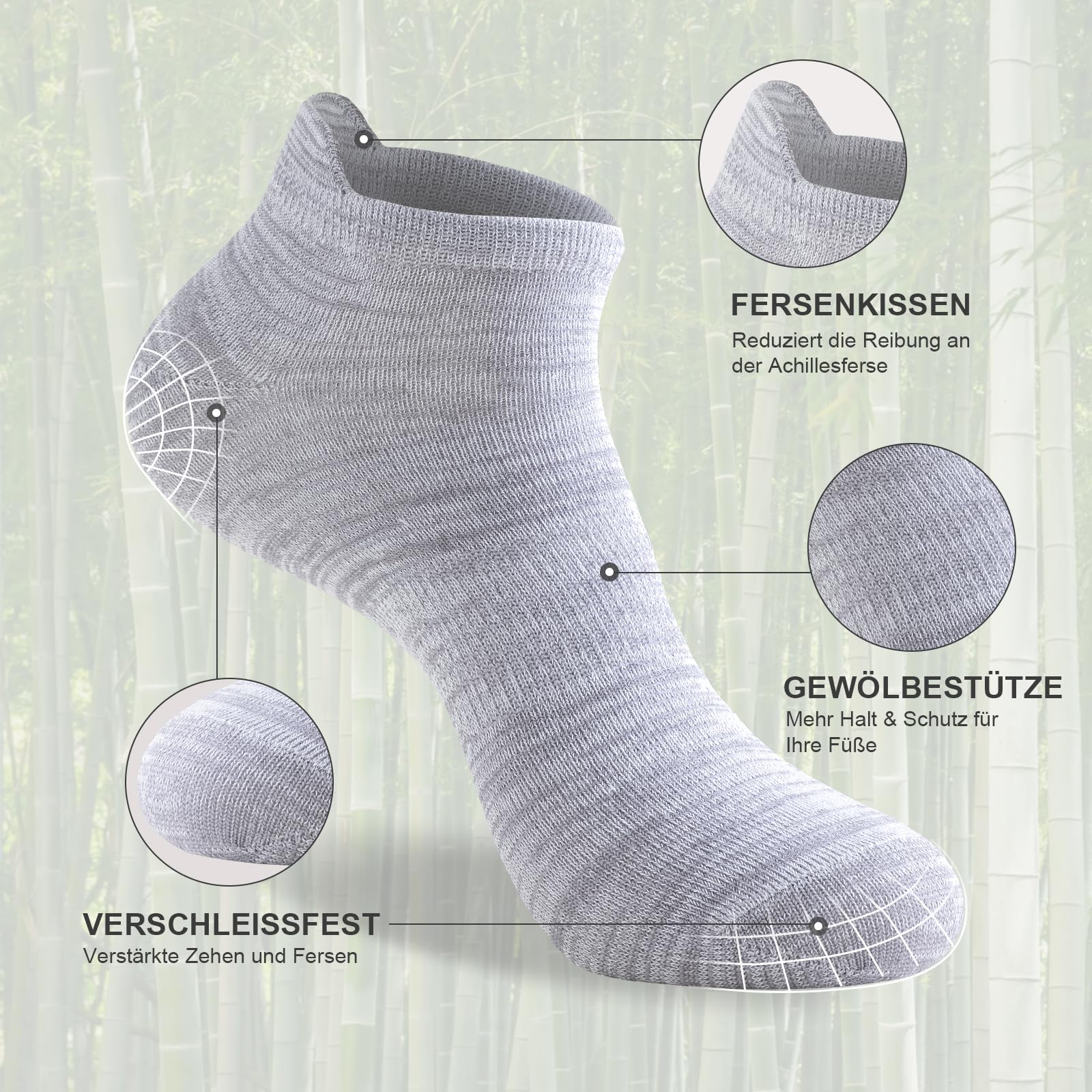 Niorasen Bambus Sneaker Socken für Damen & Herren, 6 Paar M&G&S 43-46 3