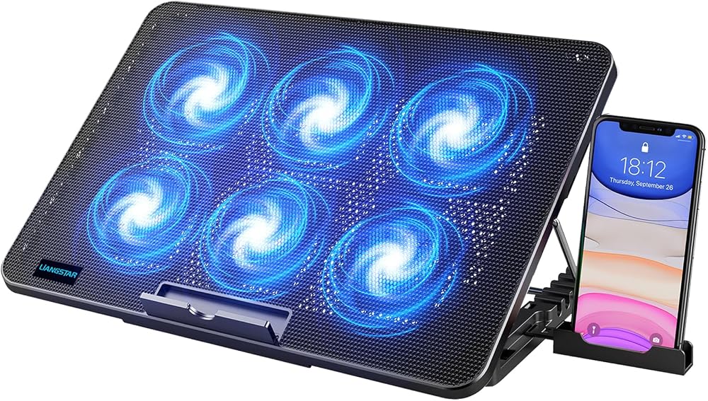 LIANGSTAR 6 Fan Laptop Cooling Pad 12-17 inch with 7 Height Adjustable Stand