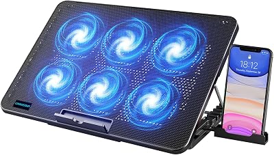 LIANGSTAR 6 Fan Laptop Cooling Pad 12-17 inch with 7 Height Adjustable Stand