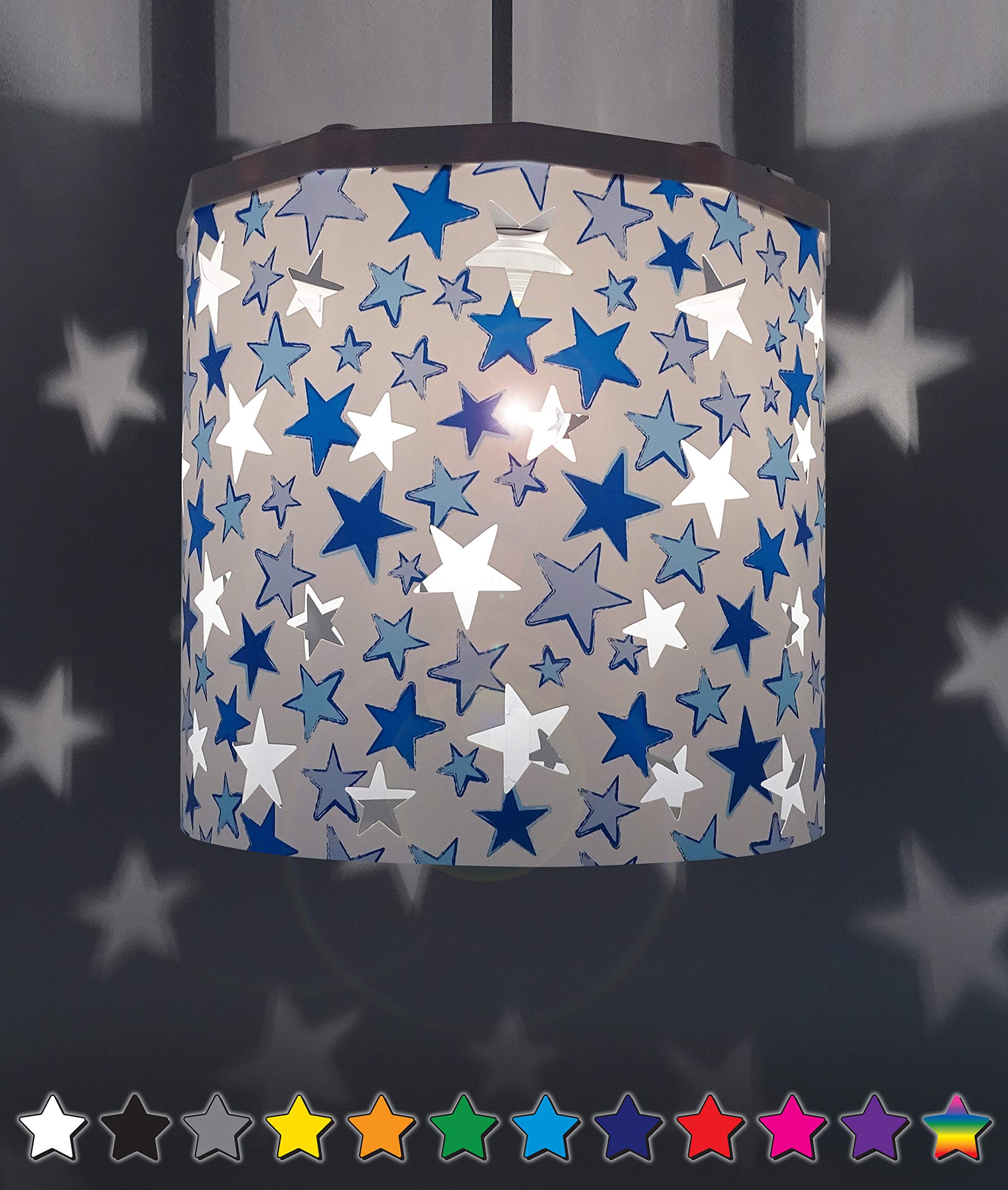 Ereki Ceiling Pendant Light Shade - Star Light Projection Effect Light Cover - Magnetic Ceiling Night Light Lampshade Kit for Interchangeable Designs, Blue