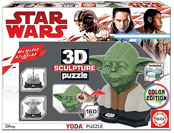 Educa Borras - 3D Sculpture Yoda, Colour Edition Star Wars Puzzle (17801)