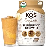 KOS Organic Plant Based Protein Powder, Chocolate Peanut Butter - Delicious Vegan Protein Powder Meal Replacement - Keto Friendly, Gluten Free, Dairy Free &amp; Soy Free - 2.4 lbs, 28 Servings