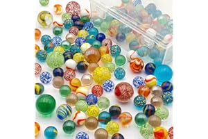 DSHMIXIA Marbles for Kids 150pcs Colored Glass Marbles Bulk Assorted Sizes for Vases Marble Set Retro Classic Games Toys Gift for Boys Girls