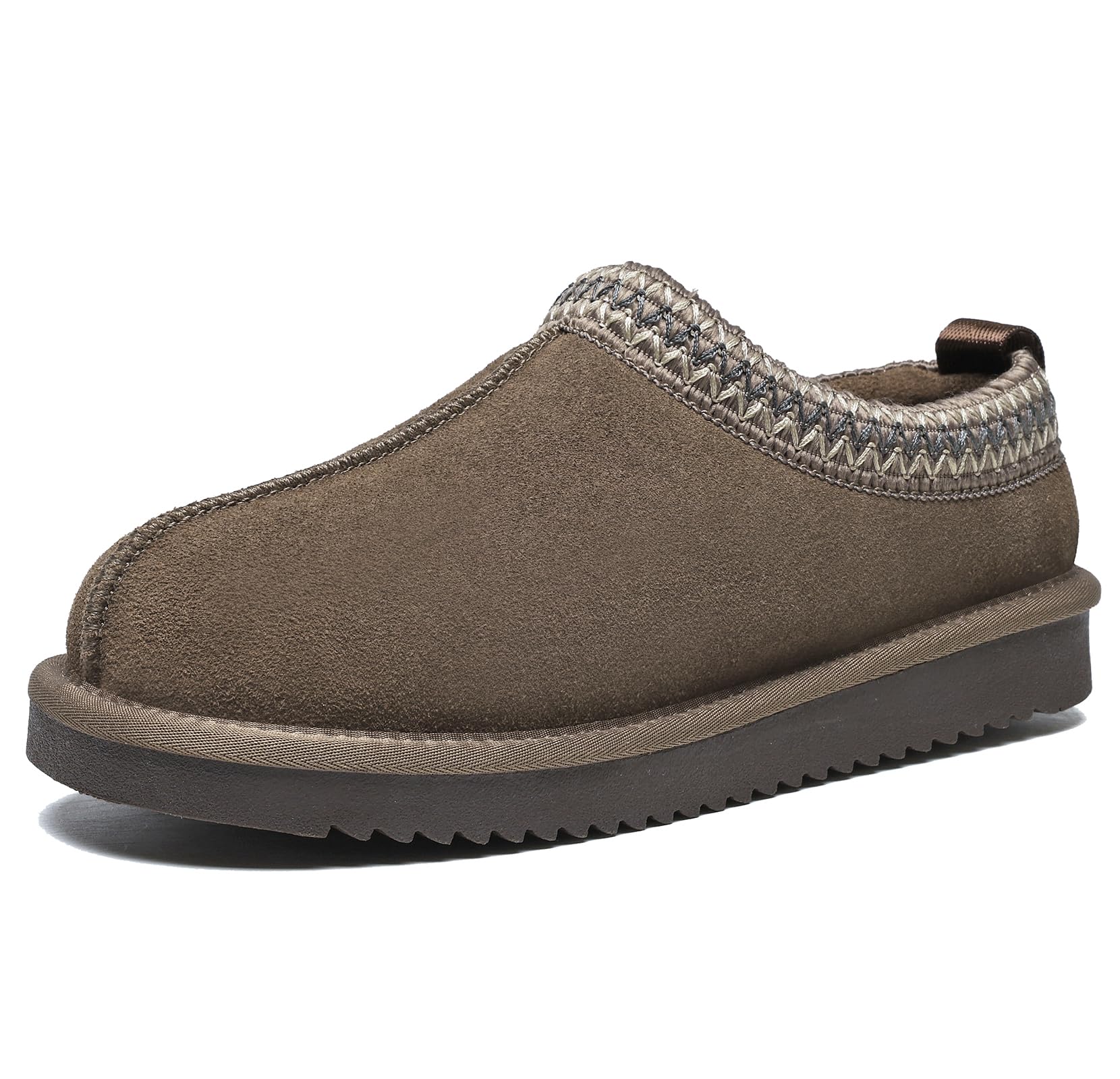 Meik Mangni Women's Slippers Genuine Suede Platform Mini Boots Mens Faux Fur Warm Lining Winter Mules Cozy Warm House Shoes Indoor and Outdoor,Mocha 10 US Image