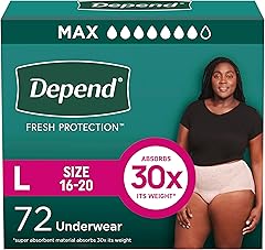 Depend Fresh Protection Adult Diapers, Incontinence & Postpartum Bladder Leak Underwear for Women, Disposable, Maximum, Large