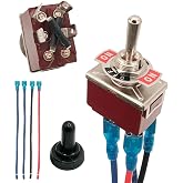 Momentary Reverse Polarity Switch 12V 30A | DPDT 4-Pin (ON)-Off-(ON) Toggle Switch with Waterproof Cap | Motor Control Switch for Trailers, Power Tongue Jacks, &amp; Motors | Heavy-Duty 10,000 Cycles