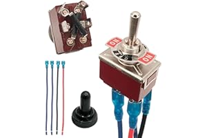 12V 30A Reverse Polarity Momentary Switch | DPDT 4 Pin (ON)-Off-(ON) Toggle Switch with Waterproof Cap | Motor Control Switch