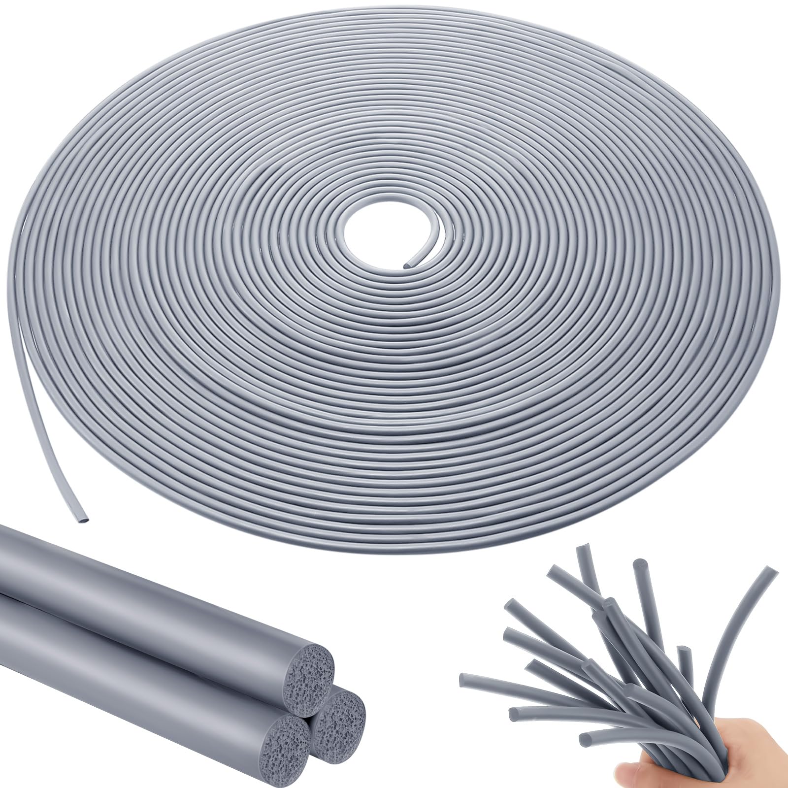 Photo 1 of Frienda Backer Rod Foam Rubber Caulk Saver Concrete Expansion Joint Filler Weather Strip Seal for Gaps and Joints (Grey,1/4 Inch x 100 ft)