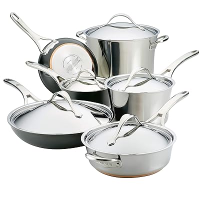 Buy Anolon 11 Piece Stainless Steel Hard Anodized Aluminum Cookware Set Online In Indonesia B07rryqvfv