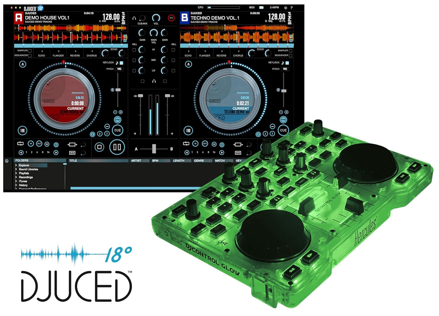 Hercules DJCONTROL-GLOW Controller with LED Light and Glow Effects