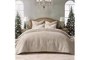 EverGrace Luxury Velvet Quilt Set King Size 3 Piece, Soft Cross-Stitch Velvet Comforter Set with Pillow Shams, Lightweight Coverlet Bedspread Bedding Set for All Seasons, Light Taupe