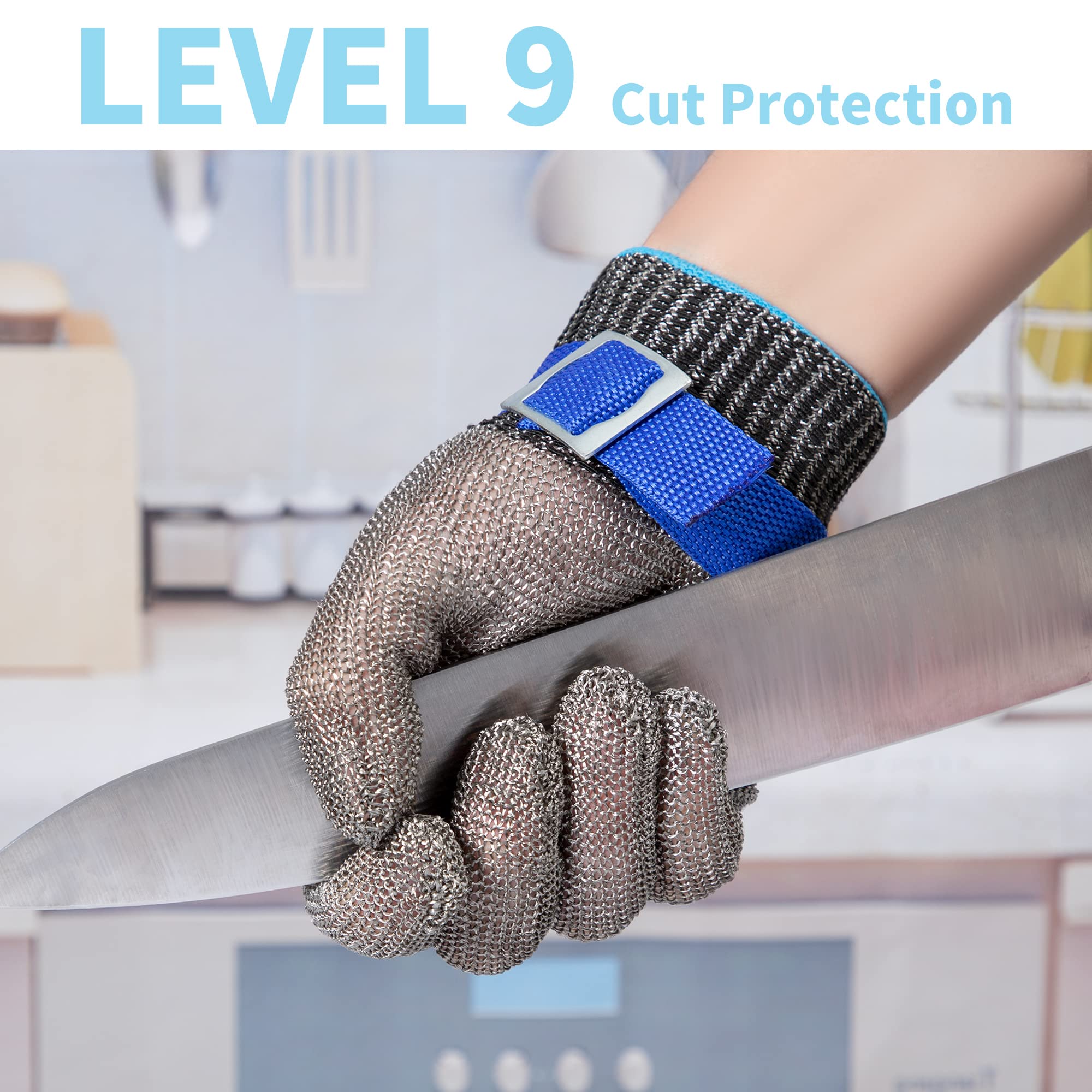 ARCLIBER Level 9 Cut Resistant Glove Stainless Steel Wire Metal Mesh Butcher Glove for Meat Cutting Oyster Shucking Chopping and Peeling