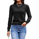 Arach&Cloz 2024 Fall Sweaters Long Puff Sleeve Tops Crew Neck Special Dots Trendy Casual Lightweight Pullover Clothes Outfits