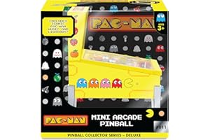 MERCHANT AMBASSADOR Pac-Man: Mini Arcade Pinball - Deluxe Collector Series, Lights & Sounds, Classic Tabletop Game, Skill Shot Challenges, Licensed Toy, Adults & Kids 3+