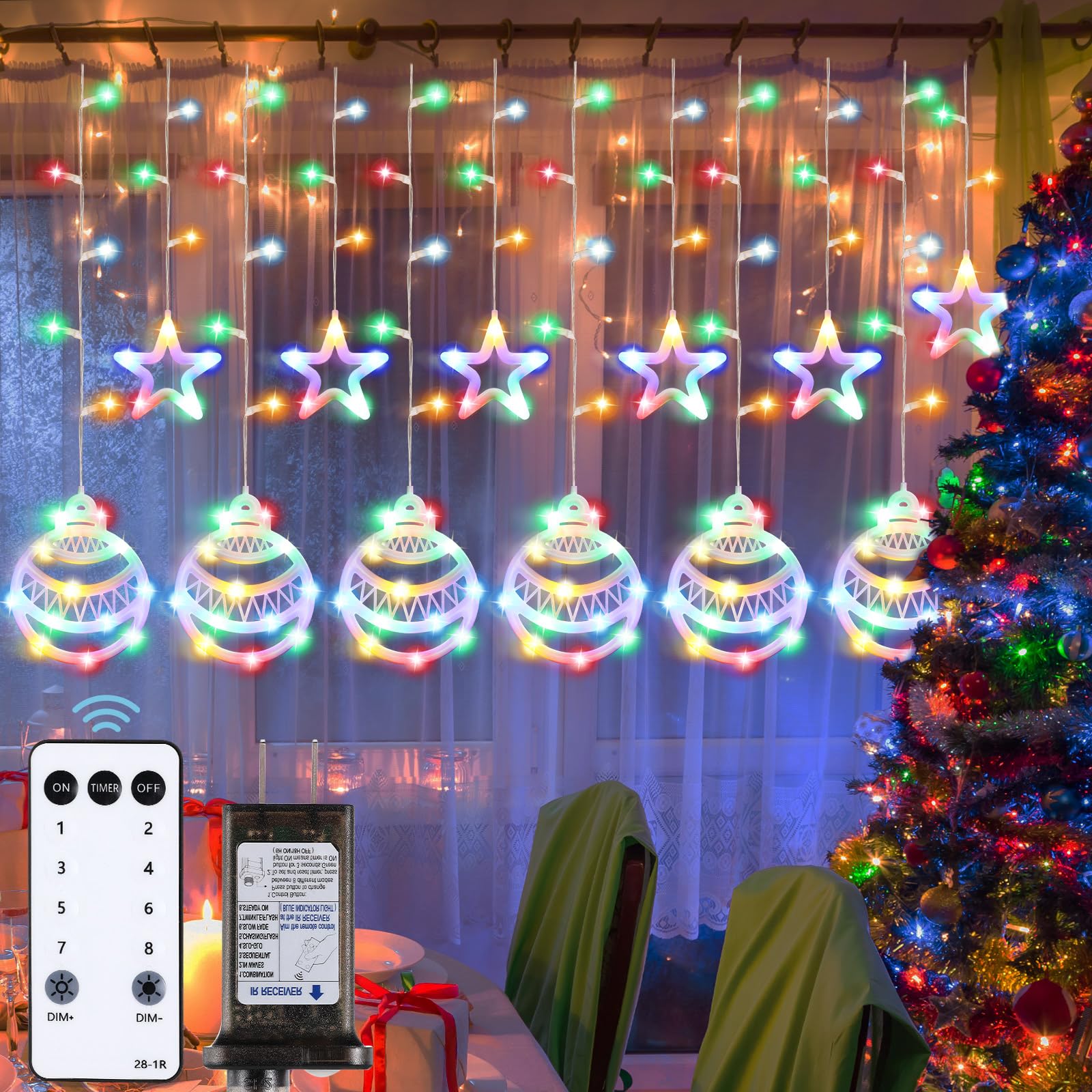 Photo 1 of *************MISSING REMOTE AND PLUGIN****************
Honoson Christmas Curtain Lights 11.2 ft 138 LED Connectable Waterproof Christmas Window Lights with 8 Modes Remote Timer Plug in for Xmas Bedroom Wall Indoor Outdoor Decor(Elegant Style,Multicolor)