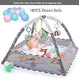 Bebamour Baby Playmat Floor Gym 0-24 Months 80x80cm 18 Balls 5 Toys Pink view 6