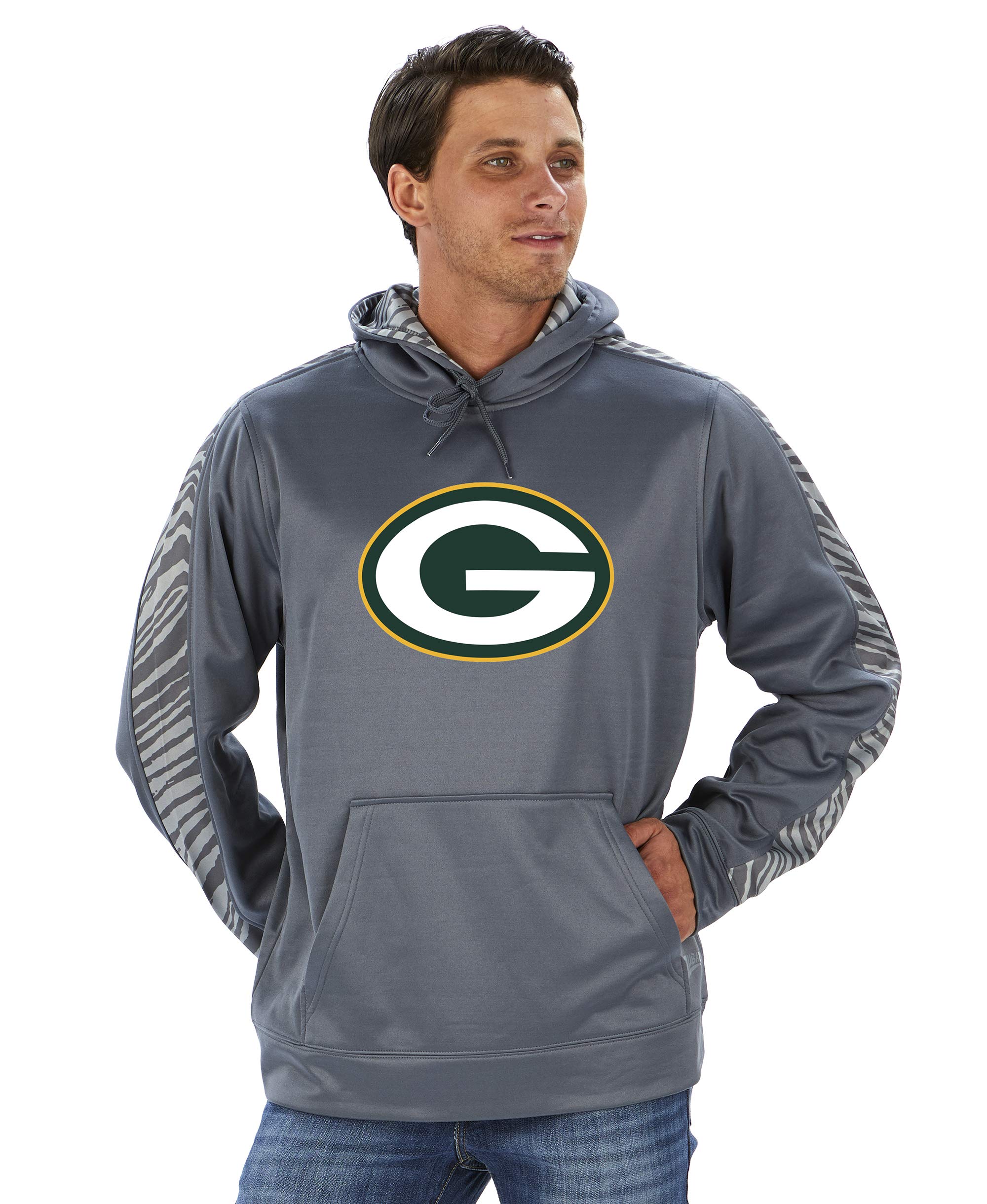Zubaz Officially Licensed NFL Men's Pullover Hoodie, Gray