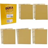 Dura-Gold 9" x 11" Gold Sandpaper Sheets, Grits 80, 120, 150, 220, 320 2 Ea | 2 of Each Grit, 10 Total - Wood Woodworking, Automotive, Cut Use 1/4, 1/3, 1/2 Sheet Finishing Sanders, Hand Sanding Block