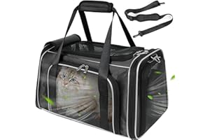 WOYYHO Expandable Pet Cat Carrier Airline Approved, Pet Privacy Carrier Large Lightproof Cat Dog Carrier Soft Sided Foldable Cat Travel Carrier for Small Medium Cat Dog 20 lbs, Collapsible Pet Carrier