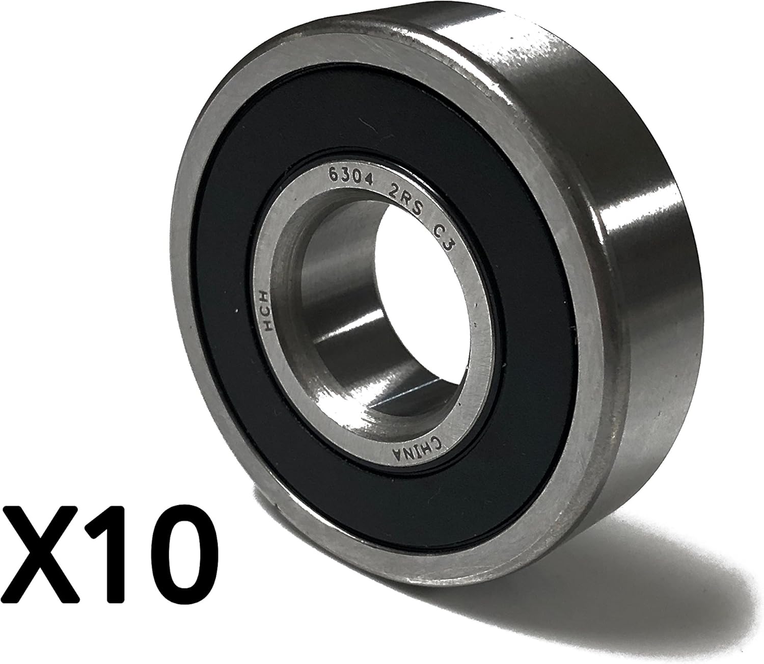 Premium 6304 2RS Ball & Roller Bearings, 10 Pack, Bulk