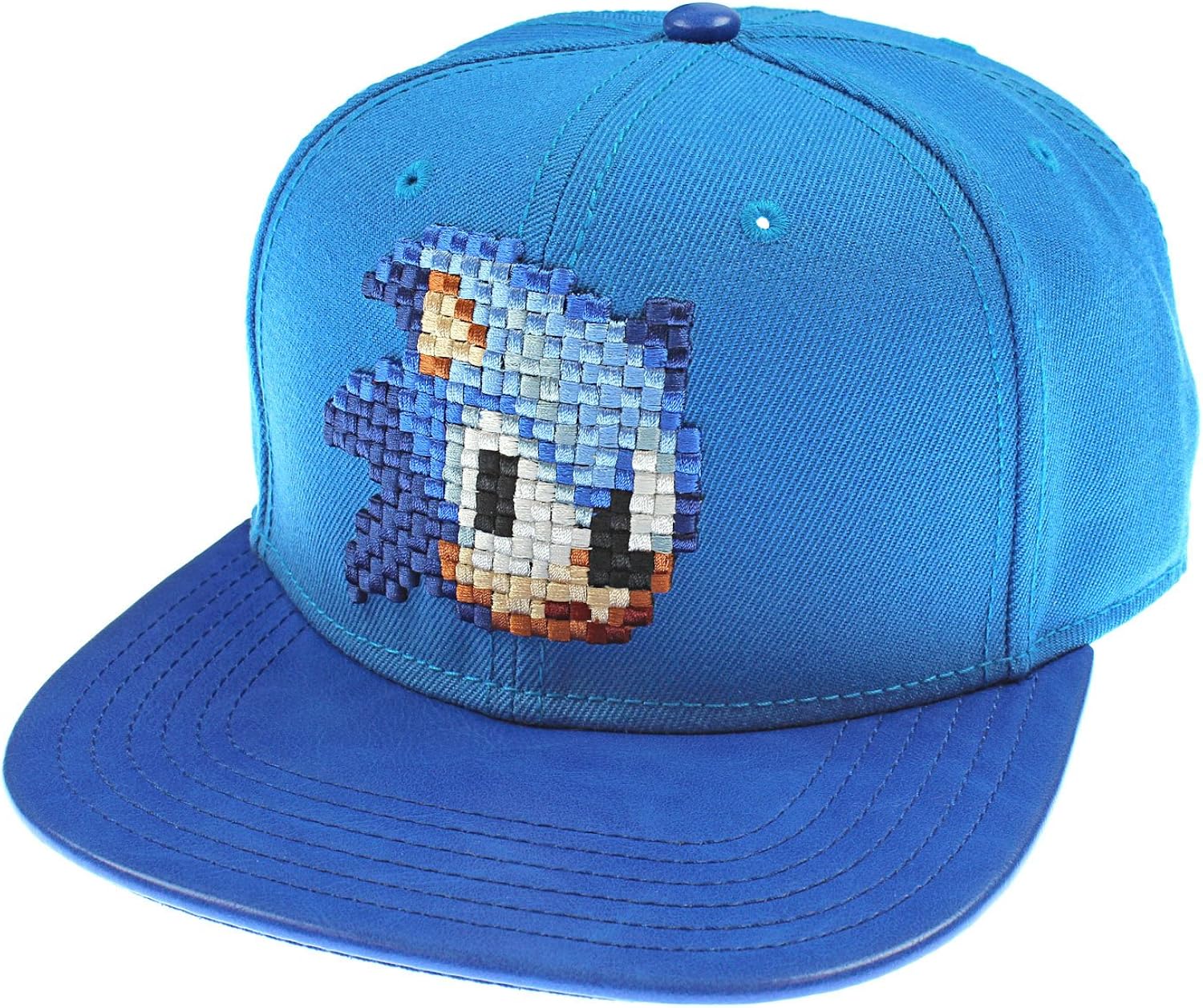 Sega Genesis Sonic The Hedgehog Hat - Blue 8 Bit Pixel Don't Blink Snapback: Clothing