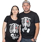 Maternity Halloween Skeleton T-Shirts Couple X-ray Baby Pregnancy Tee Mens Burger Food Funny Tshirts