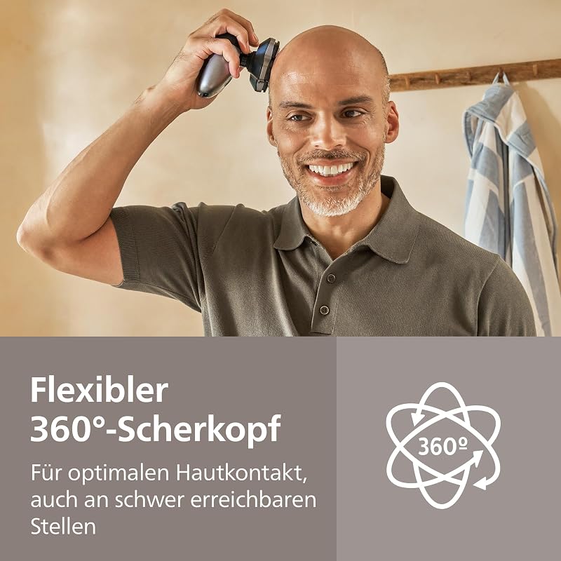 Head Shaver Pro Series 7000 – elektrischer Glatzenrasierer für Herren und Frauen, flexibler 360grad-Scherkopf und ComfortCut-Klingen, gründliche Rasur, sanft zur Haut, Modell HS7980/15