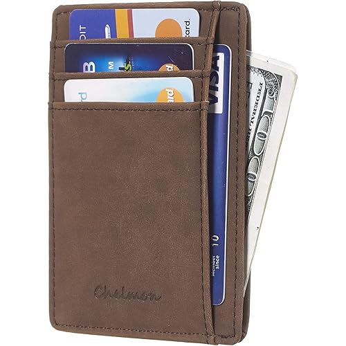 Chelmon Slim Wallet RFID Front Pocket Wallet Minimalist Secure Thin Credit Card Holder