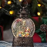 Snow Globe with Santa Claus, Light Up Christmas Snow Globes with Music Timer - USB Plug or Battery Operated Glitter Globe Indoor Christmas Decorations