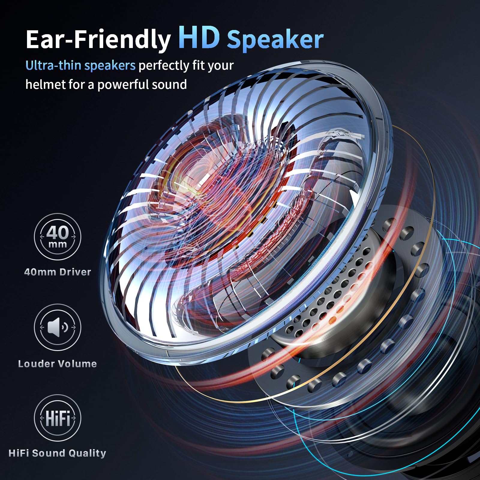 Fodsports FX-S Motorcycle Bluetooth Headset V5.4, 2-Way Helmet Intercom Communication System with IP67 Waterproof, CVC Noise Cancellation, Hands-Free Music/Call, 2 Type Mics, Black, 1 Pack