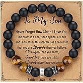TONY & SANDY Valentines Day Gifts for Him Men Cross Bracelet Son Grandson Nephew, Birthday Graduation Easter Basket Stuffers Gifts for Teen Boys Adults Men Christmas