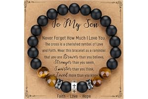TONY & SANDY Cross Bracelet Stocking Stuffers Men Boys Christian Gifts for Teen Boys Son Grandson on Birthday Graduation Easter Christmas