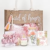 pengtai Maid of Honor Proposal Gifts,Will You Be My Maid of Honor Glass Cup Tote Bag Proposal Gifts for Wedding Day