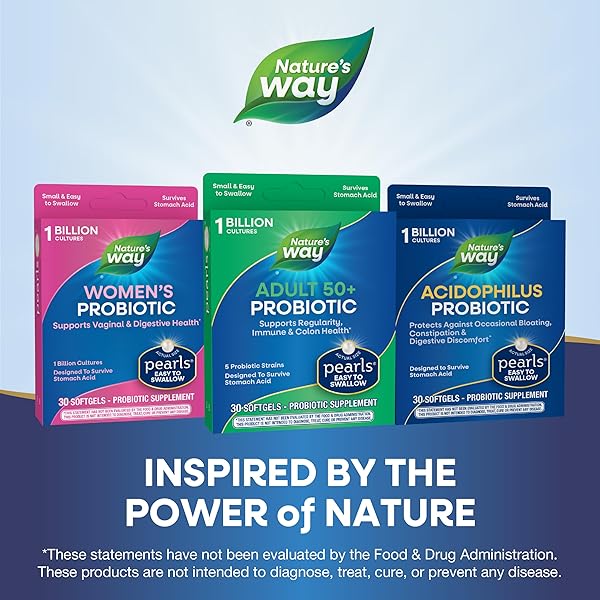 NATURE’S WAY PEARLS ADULT 50+ PROBIOTIC, PROBIOTICS FOR DIGESTIVE HEALTH* SUPPORTS REGULARITY, IMMUNE & COLON HEALTH*, 1 BILLION CULTURES, NO REFRIGERATION NEEDED, 30 SOFTGELS