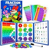 Magnetic Fraction Educational Puzzle, Magnetic Fraction Playbook | Fraction Demonstration Book with 120 Fraction Tiles &amp; Circles, Montessori Fraction Manipulatives, Maths Learning Toys