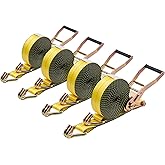VEVOR Ratchet Straps, 2 in x 30 ft, Heavy Duty Tie Down Straps with Double J Hook, 10,000 lbs Break Strength, Carry Bag, Tie Down Ratcheting for Moving, Trailers, Motorcycles, Kayaks, Car Roof, 4 Pack