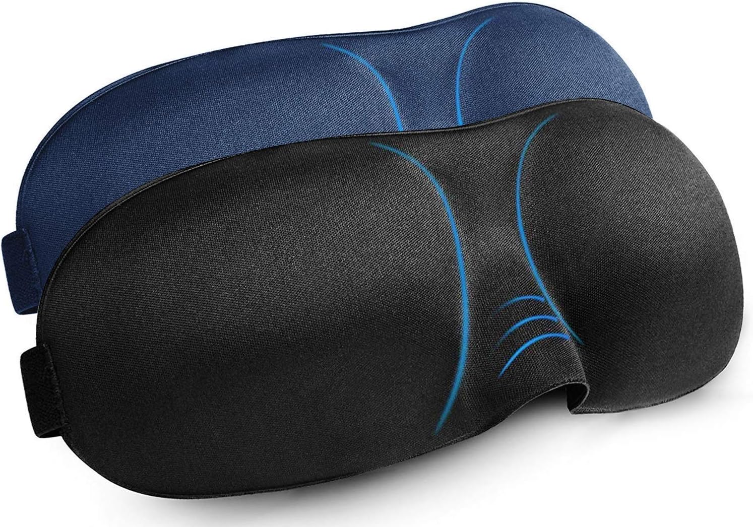 RunChao 3D Sleep Eye Mask Cover with Ear Plugs, Light Blocking Memory Foam Eye Mask with Adjustable Strap for Sleeping/Shift Work/Naps/Night Blindfold Eyeshade for Men and Women (Blue)