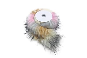 Furryvalley Faux Fur Trim Raccon Fox Fur Ribbon Craft Furry Stripe for Slippers Slides Fringe 2 Yards (Colorful)