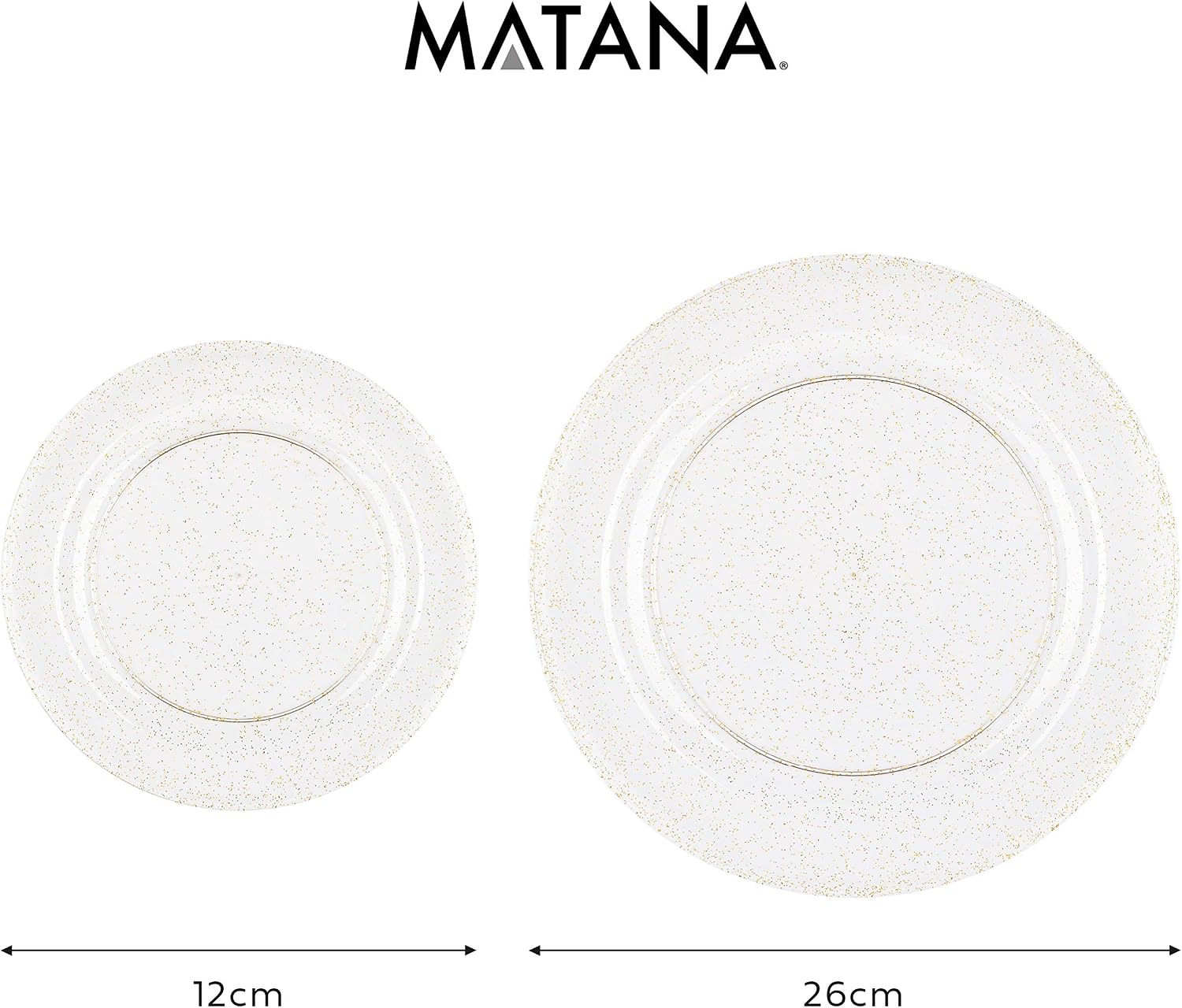 MATANA 120 Premium Clear Hard Plastic Plates with Gold Glitter, 60 x 26cm, 60 x 19cm - Image 4