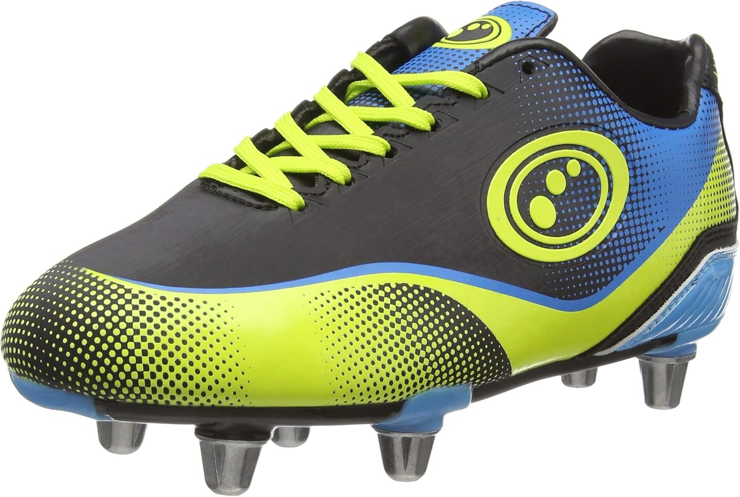 Optimum Atomik, Boys Rugby Shoes, Black (Blue/Yellow), 1 UK (33 EU