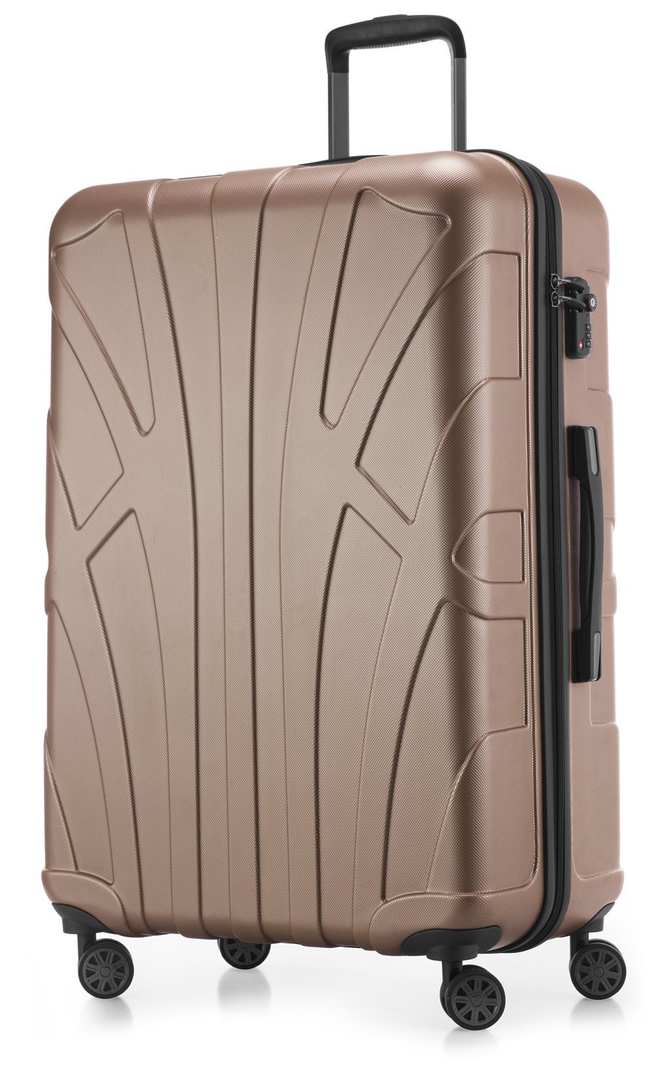 Suitline - Luggage Suitcase Hardside Hard Shell Spinner Trolley 4 Wheel Case, TSA, 76 cm, 86 Liter, Gold