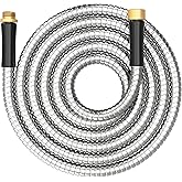 Short Metal Garden Hose 10 ft Connector, Stainless Steel Small Hose Extension Adapter for Hose Reel, Long, Flexible, Lightweight & Heavy Duty Water Pipe, No Kinking Outdoor Water Hose for Yard 10 Feet