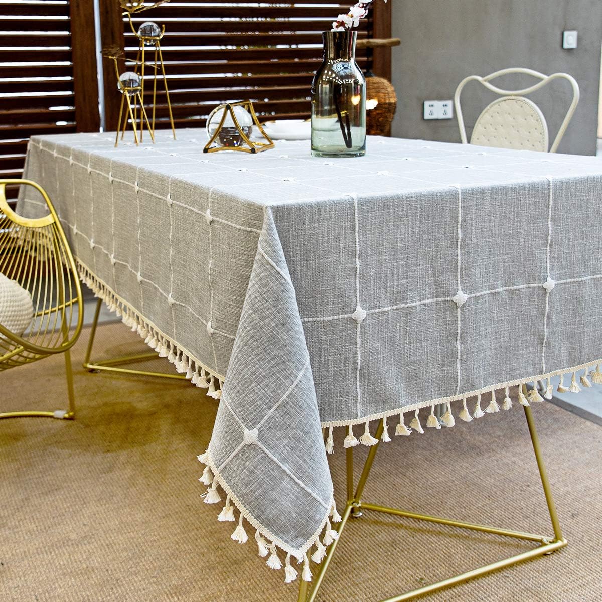OstepDecor Tablecloth, Rectangle Table Cloth for 4 ft Table, Cotton Linen Tablecloths, Table Cover for Kitchen Dinning Room Party, Rectangle/Oblong, 55 x 70 Inch, 4-6 Seats, White: Home & Kitchen