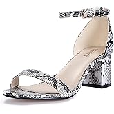 IDIFU Women's Cookie-LO Low Block Heels Chunky Sandals Ankle Strap Wedding Dress Pump Shoes