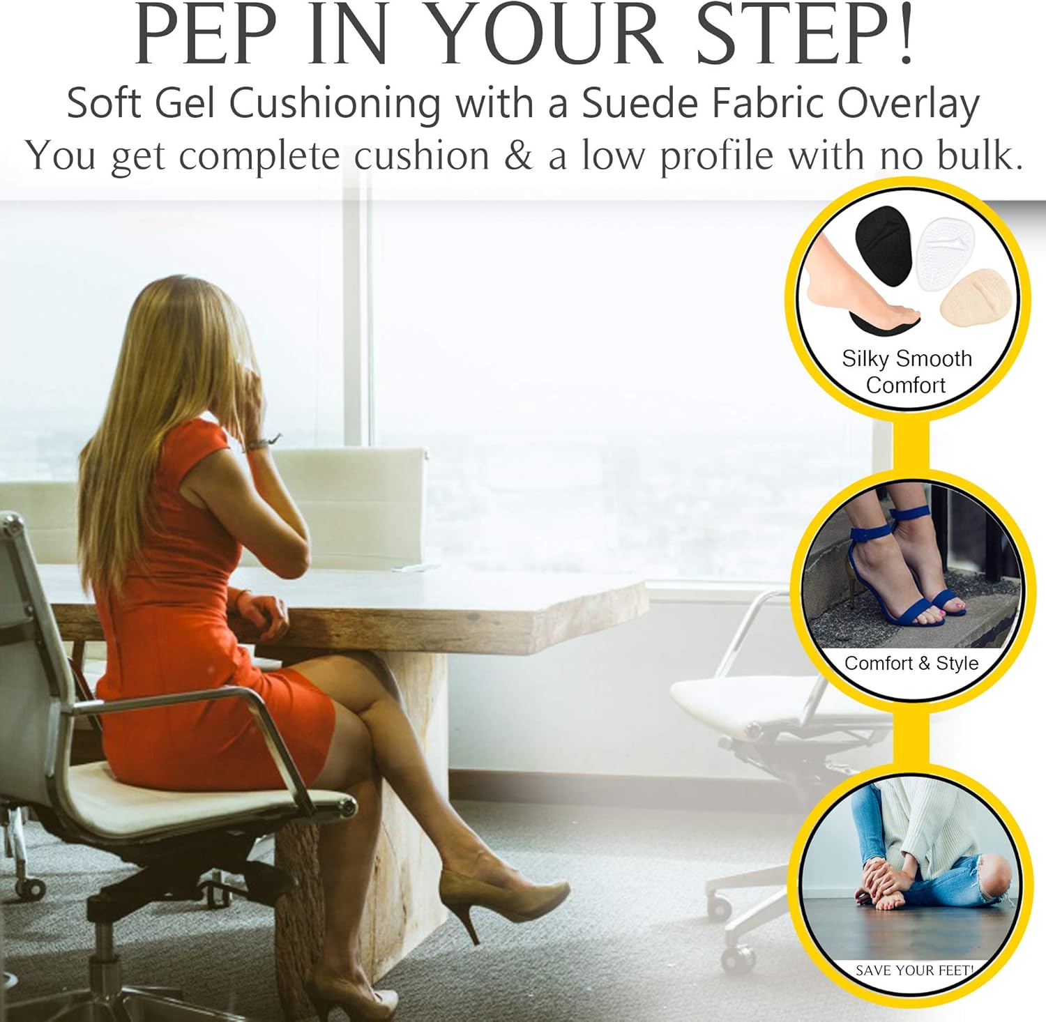 High Heel Cushions -Ball of Foot Pads- Non Slip Shoe Inserts - Forefoot Metatarsal Pads for Women & Men for Foot Pain Relief -High Heel Inserts for shoe comfort- Beige Clear Black Ball of Foot Cushion: Health & Personal Care