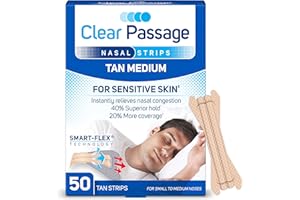 Clear Passage Nasal Strips Small to Medium, Tan, 50 Count | Works Instantly to Improve Sleep, Reduce Snoring, Relieve Nasal Congestion Due to Colds & Allergies