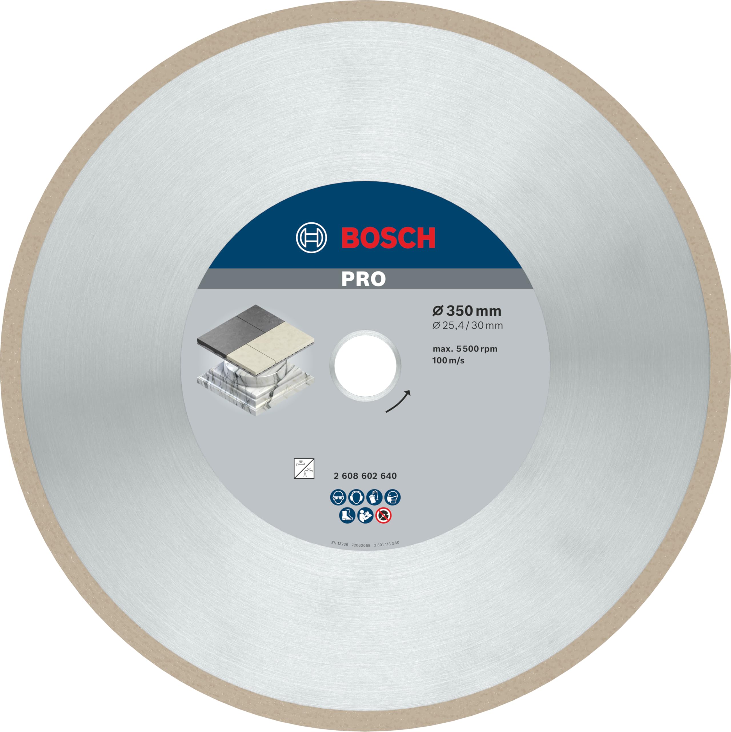 Bosch 1x PRO Ceramic Diamond Cutting Disc for Bore 25.4 and Tile Cutters (for Tiles, Hard tiles, Ø 350 mm, Professional Accessory Table Saw)