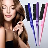 Kuou 3 Pcs Teasing Hair Brush Nylon Three-Row Salon Back Comb 8.6in view 5