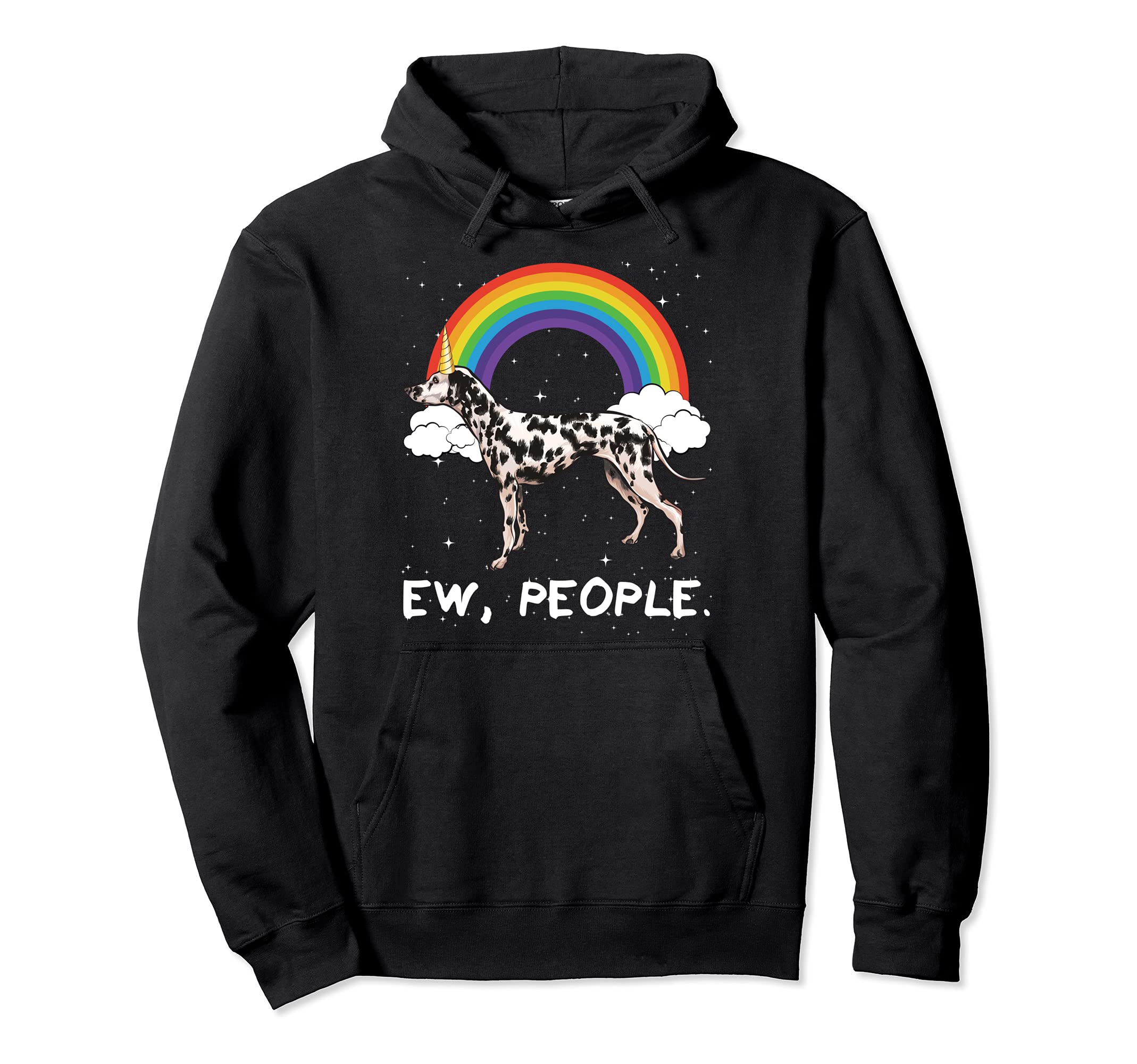 Rainbow Dalmatian Ew People Unicorn Dog Pullover Hoodie